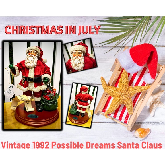 Vintage 10” Santa Claus 'Checking His List' - 1992 Clothtique Possible Dreams - Picture 1 of 10